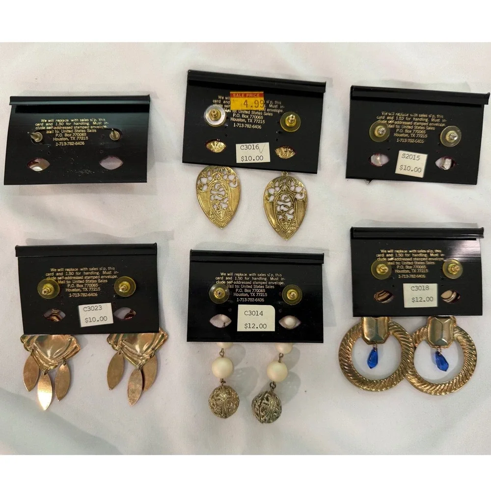 Vintage 1980s Debra Tiffany Earrings Lot of 6 Statement Dangle NOS